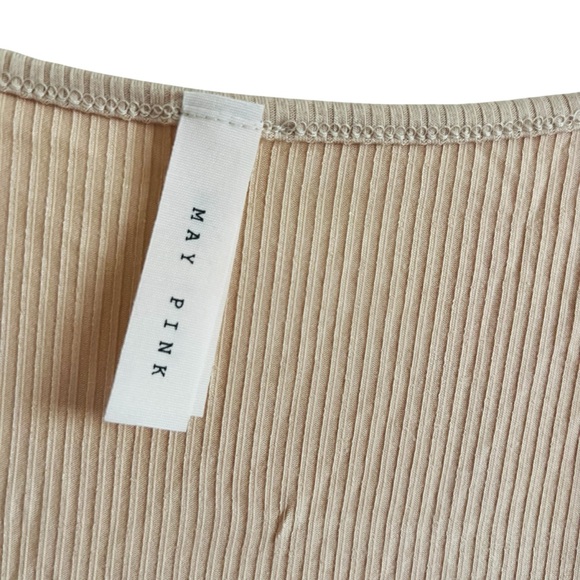 May Pink Tan Ribbed Tie-Front Dress - Picture 5 of 5